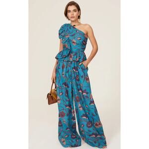 Ulla Johnson Solana Asymmetrical Blue Floral Jumpsuit